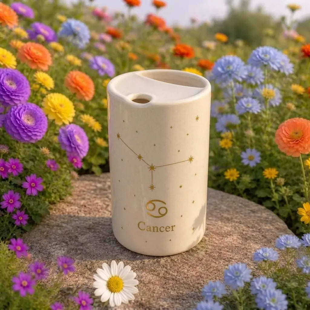 Handmade Cancer Zodiac Ceramic Mug – Celestial Astrology Coffee Cup, Minimalist Horoscope Tea Mug Siporia