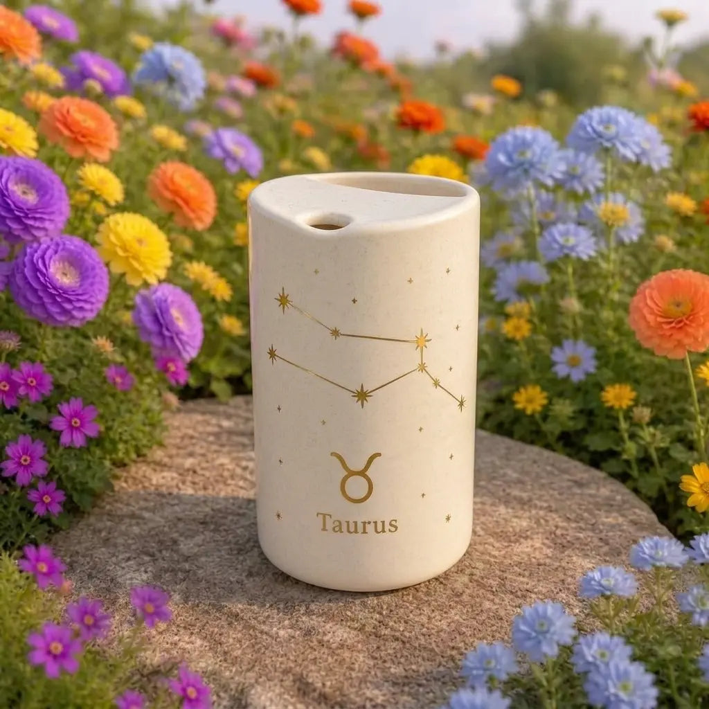 Handmade Taurus Zodiac Ceramic Mug – Celestial Astrology Coffee Cup, Minimalist Horoscope Tea Mug Siporia
