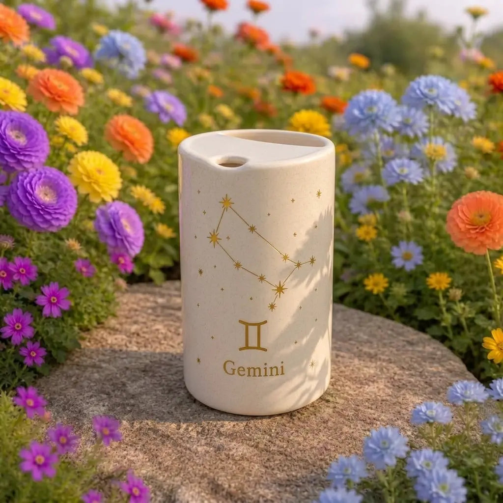 Handmade Gemini Zodiac Ceramic Mug – Celestial Astrology Coffee Cup, Minimalist Horoscope Tea Mug Siporia