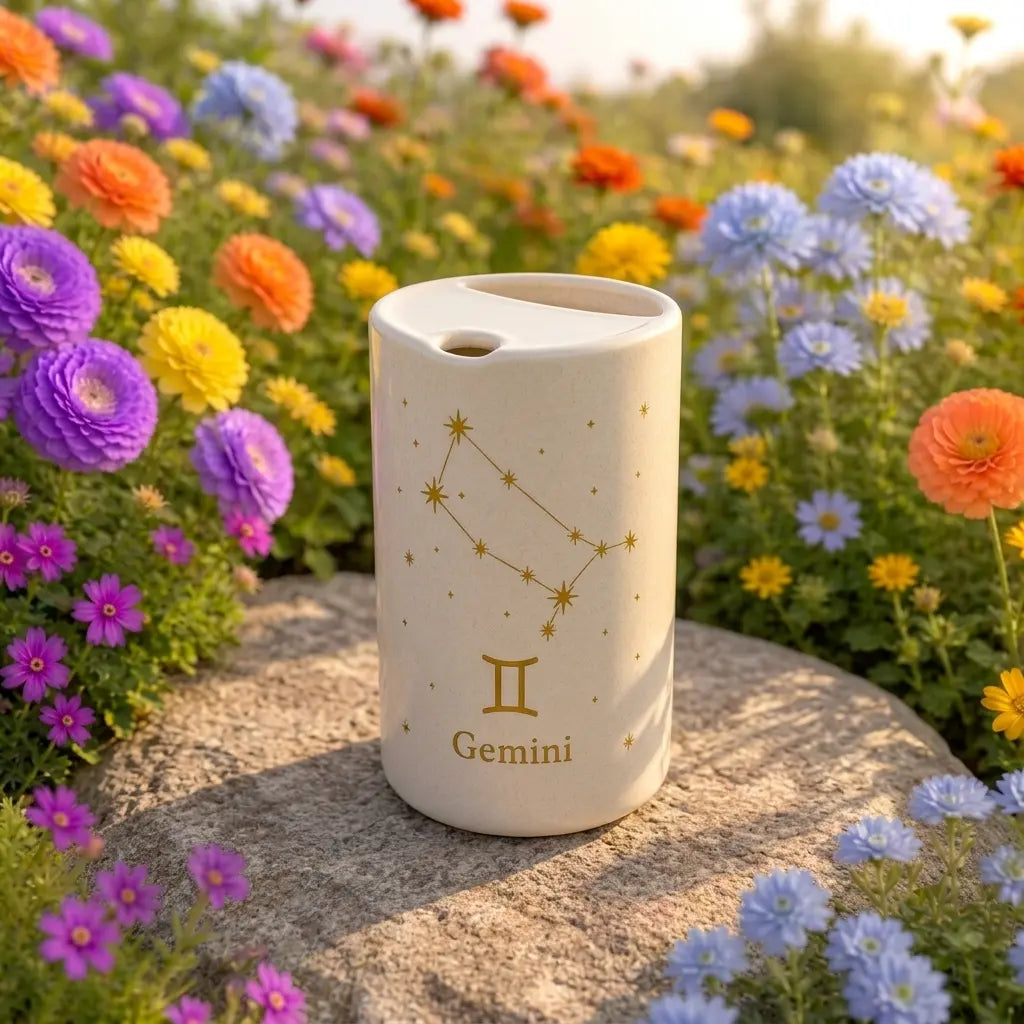 Handmade Gemini Zodiac Ceramic Mug – Celestial Astrology Coffee Cup, Minimalist Horoscope Tea Mug Siporia