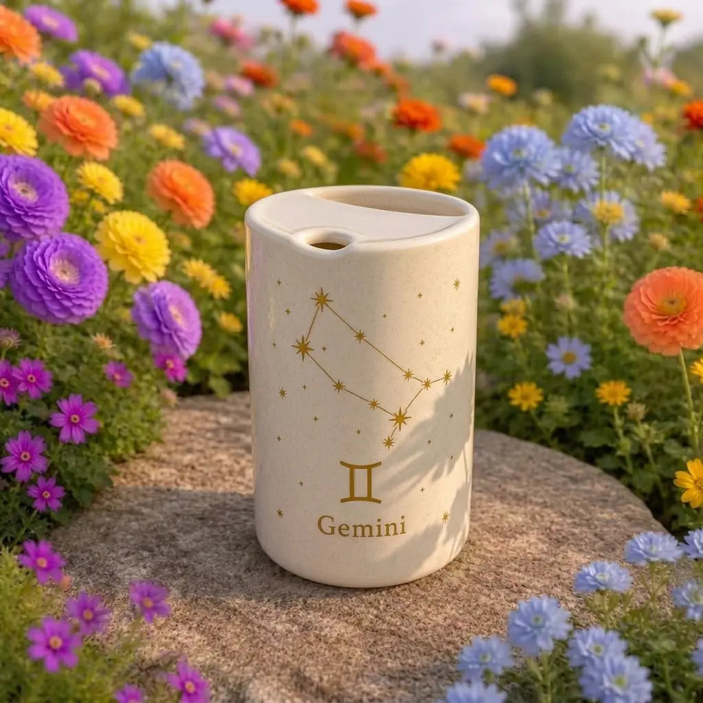 Handmade Gemini Zodiac Ceramic Mug – Celestial Astrology Coffee Cup, Minimalist Horoscope Tea Mug Siporia