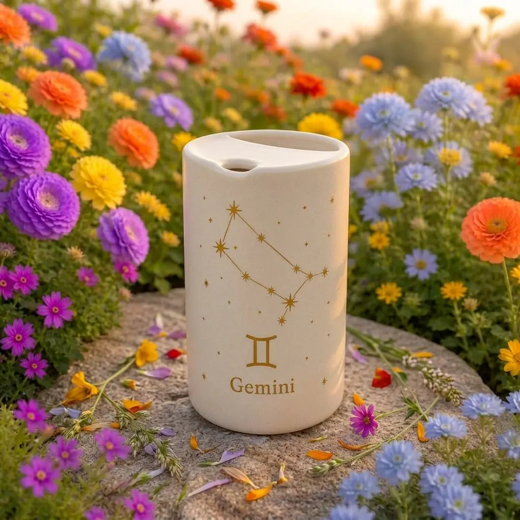 Handmade Gemini Zodiac Ceramic Mug – Celestial Astrology Coffee Cup, Minimalist Horoscope Tea Mug Siporia