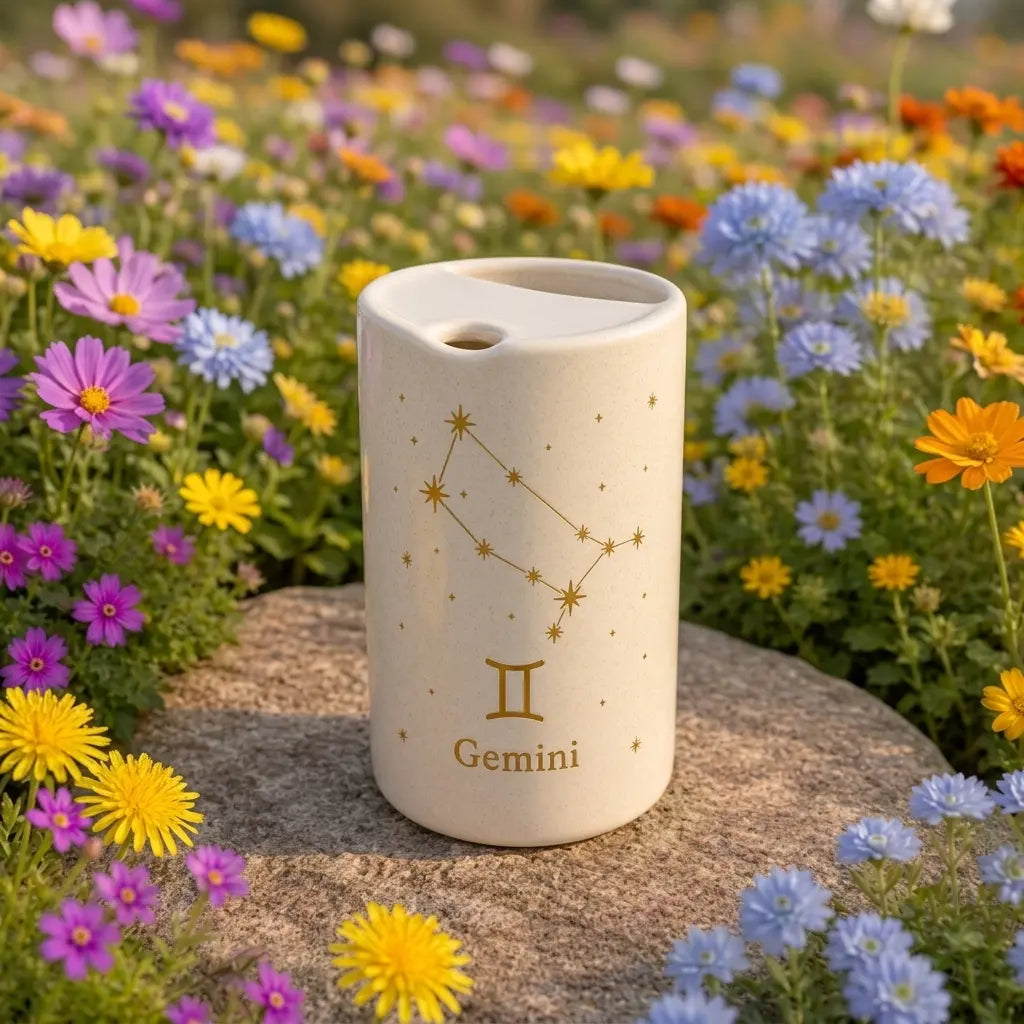 Handmade Gemini Zodiac Ceramic Mug – Celestial Astrology Coffee Cup, Minimalist Horoscope Tea Mug Siporia