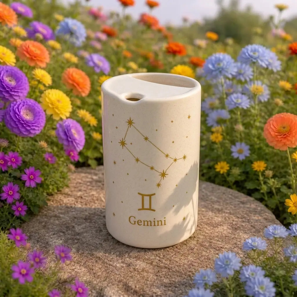 Handmade Gemini Zodiac Ceramic Mug – Celestial Astrology Coffee Cup, Minimalist Horoscope Tea Mug Siporia