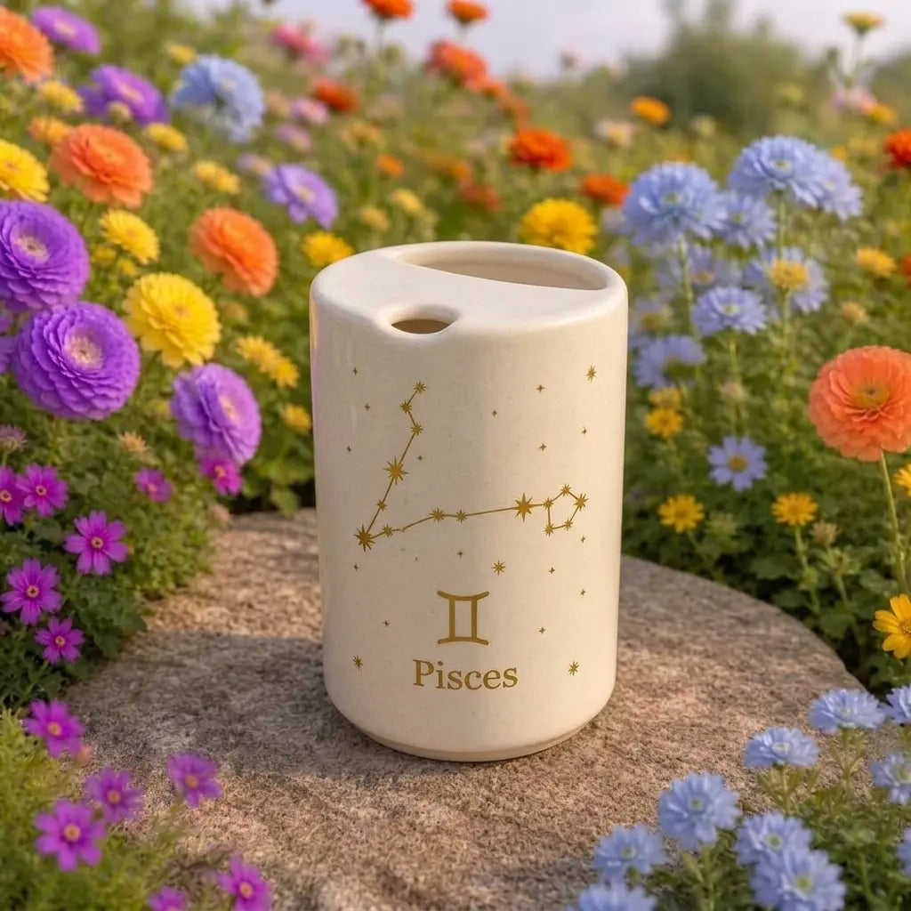 Handmade Pisces Zodiac Ceramic Mug – Celestial Astrology Coffee Cup, Minimalist Horoscope Tea Mug Siporia