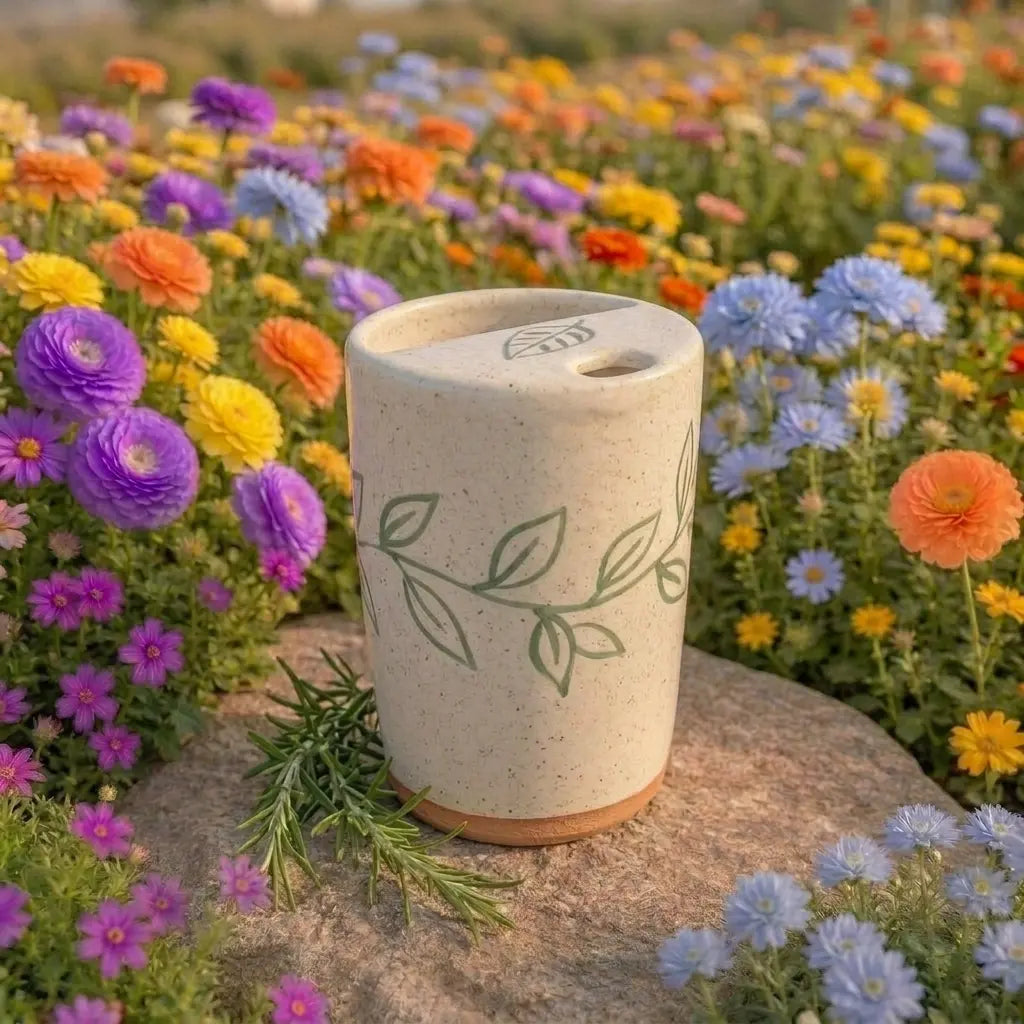 Handmade Botanical Ceramic Mug | Minimalist Nature Inspired Coffee Cup Siporia