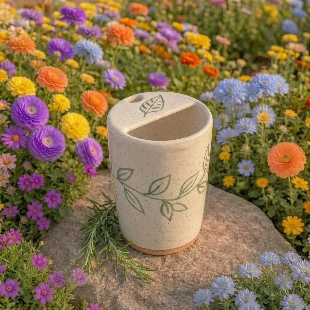 Handmade Botanical Ceramic Mug | Minimalist Nature Inspired Coffee Cup Siporia