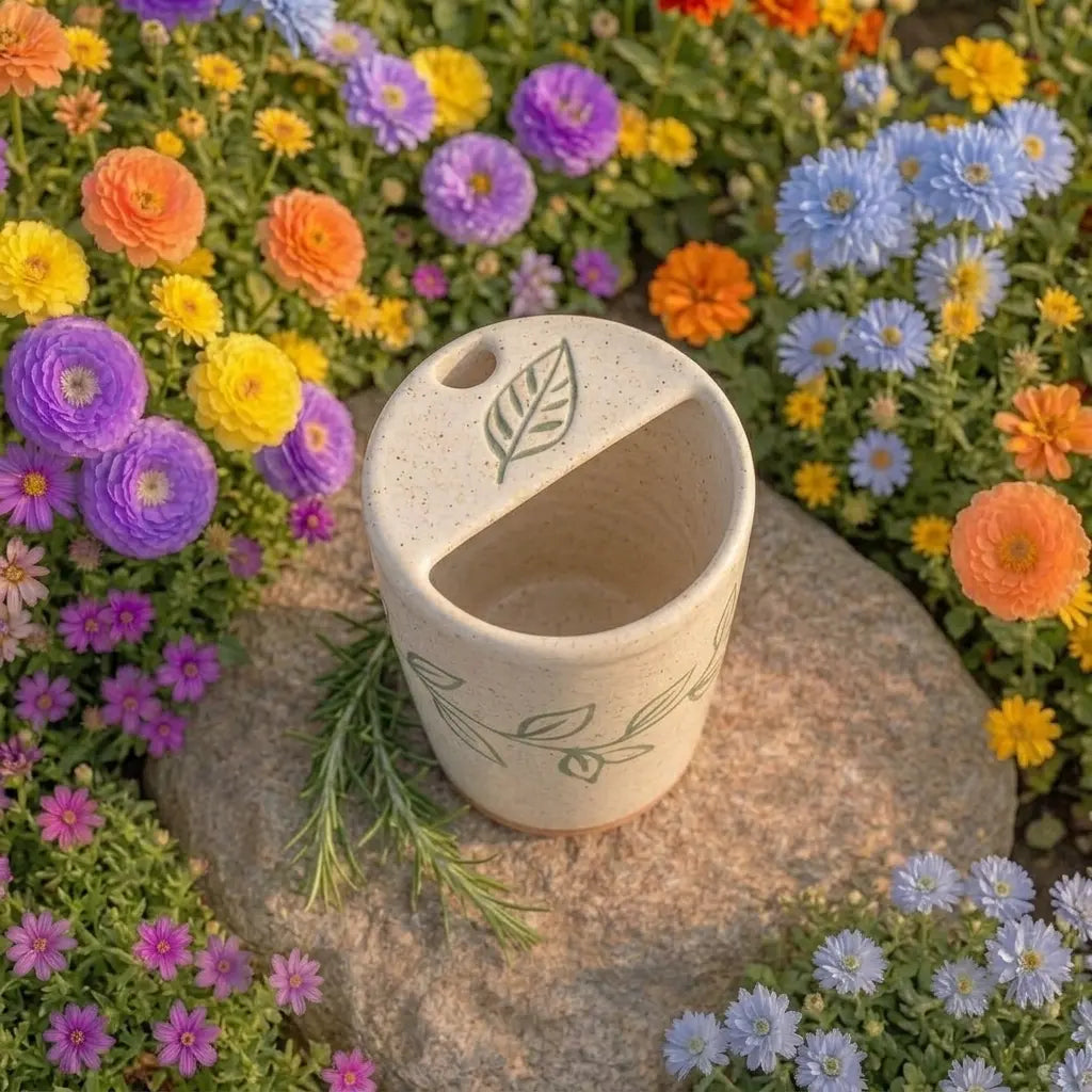 Handmade Botanical Ceramic Mug | Minimalist Nature Inspired Coffee Cup Siporia