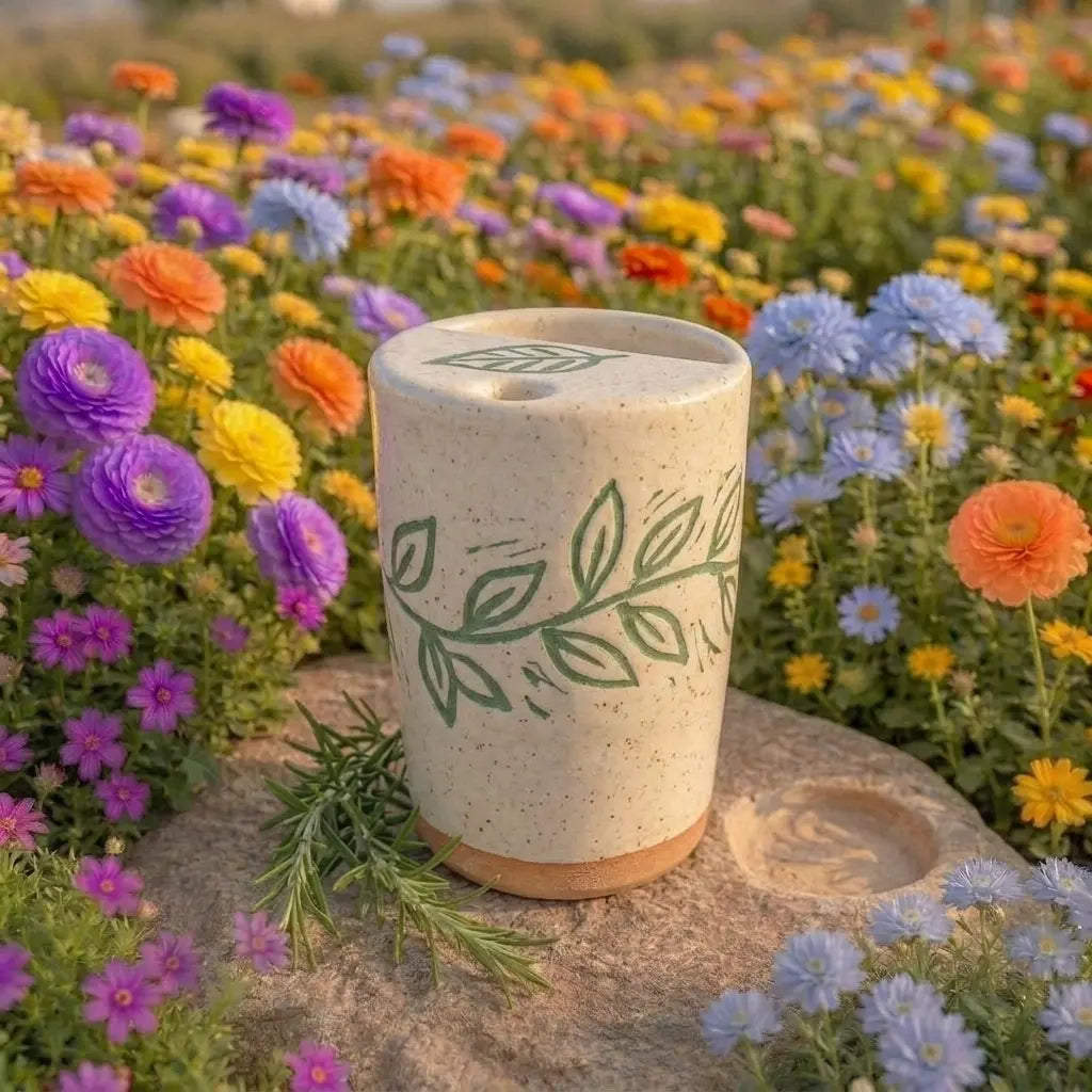 Handmade Botanical Ceramic Mug | Organic Minimalist Coffee Cup Siporia