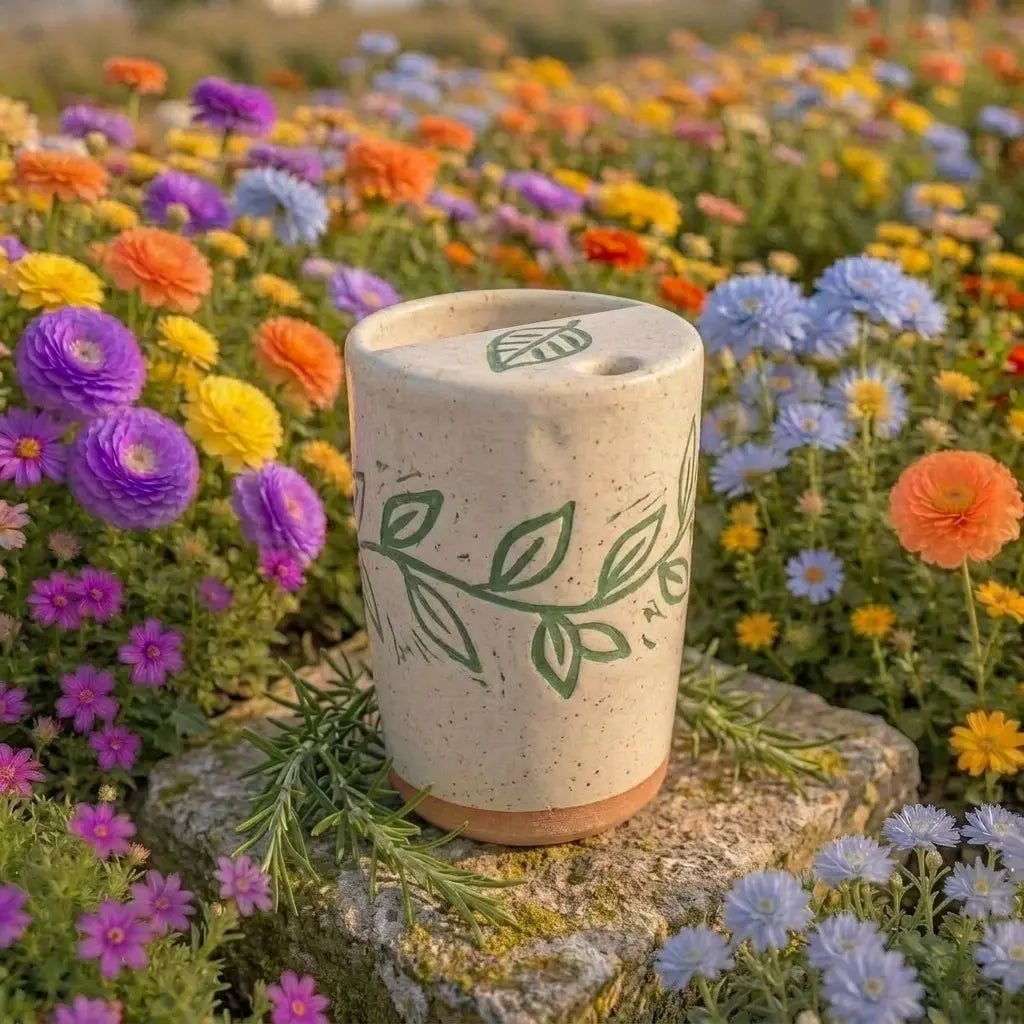 Handmade Botanical Ceramic Mug | Organic Minimalist Coffee Cup Siporia