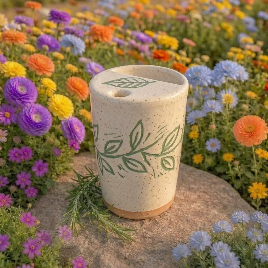 Handmade Botanical Ceramic Mug | Organic Minimalist Coffee Cup Siporia