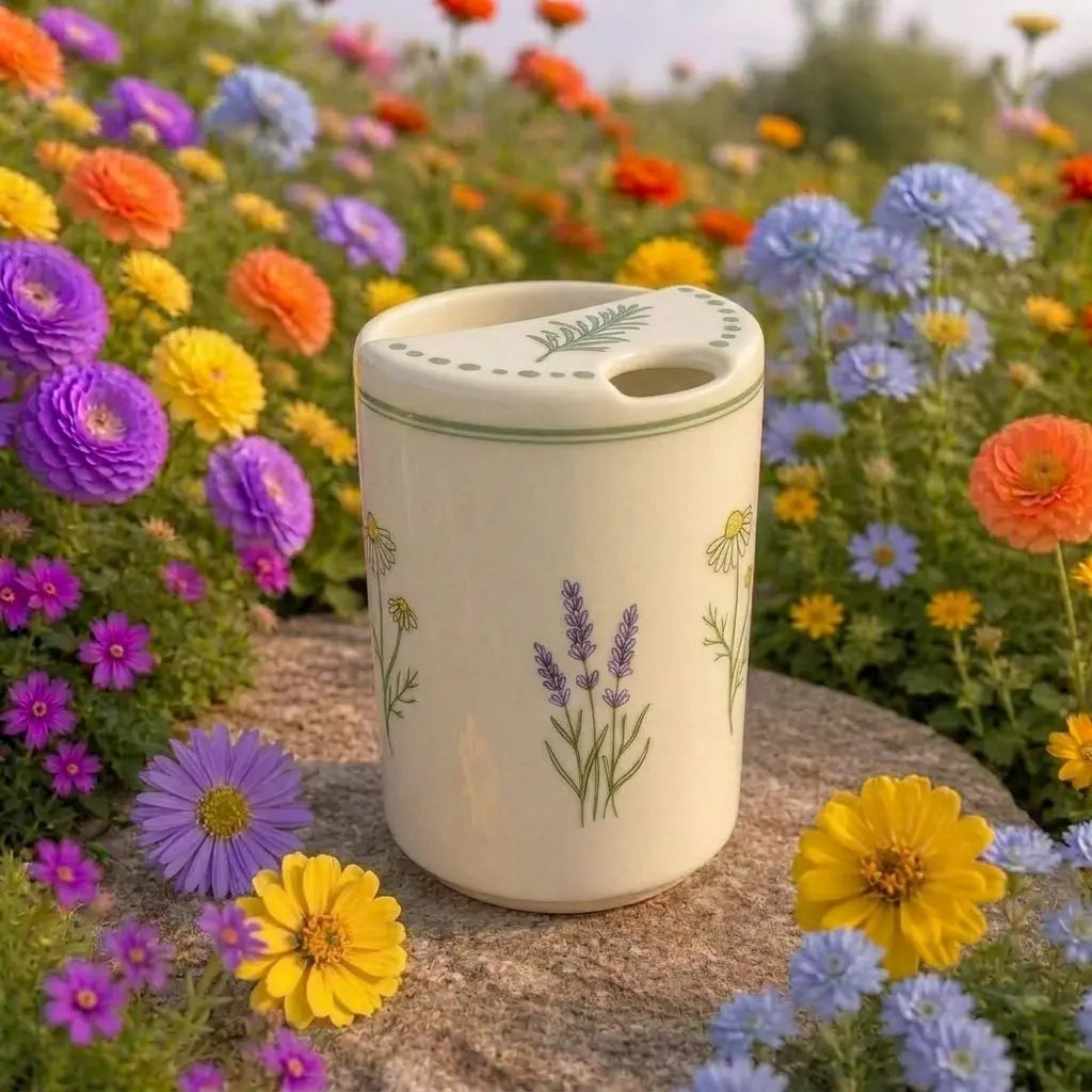 Handmade Wildflower Ceramic Mug – Botanical Garden Coffee Cup, Cottagecore Tea Mug Siporia