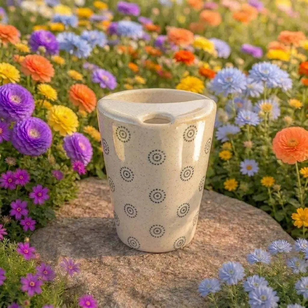 Minimalist Dot Mandala Pattern Ceramic Mug | Handmade Artisan Tea & Coffee Cup Siporia