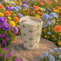 Minimalist Leaf Pattern Ceramic Mug | Handmade Artisan Tea & Coffee Cup Siporia