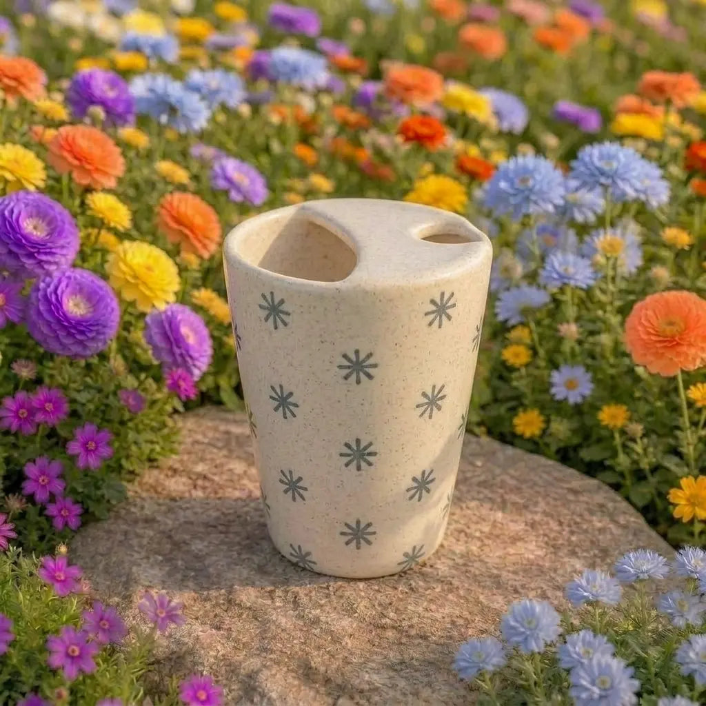 Minimalist Starburst Pattern Ceramic Mug | Handmade Artisan Tea & Coffee Cup Siporia