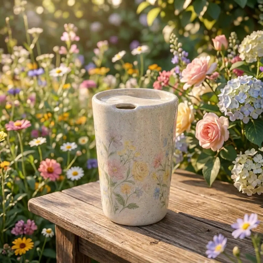 Handmade Floral Ceramic Mug – Vintage Garden Coffee Cup, Aesthetic Handmade Tea Mug Siporia