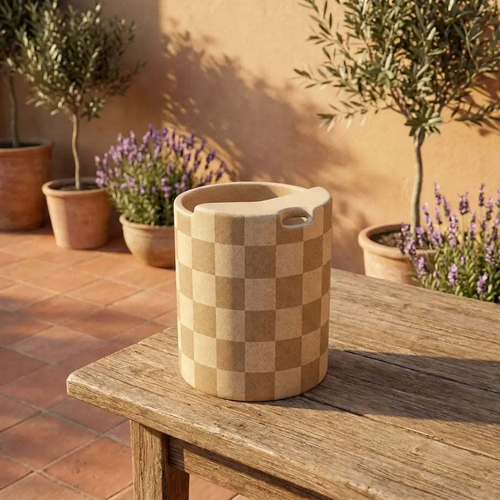 Minimalist Grid Ceramic Mug | Modern Checkered Coffee Cup Siporia