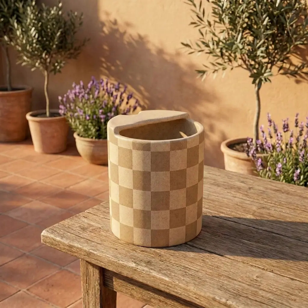Minimalist Grid Ceramic Mug | Modern Checkered Coffee Cup Siporia