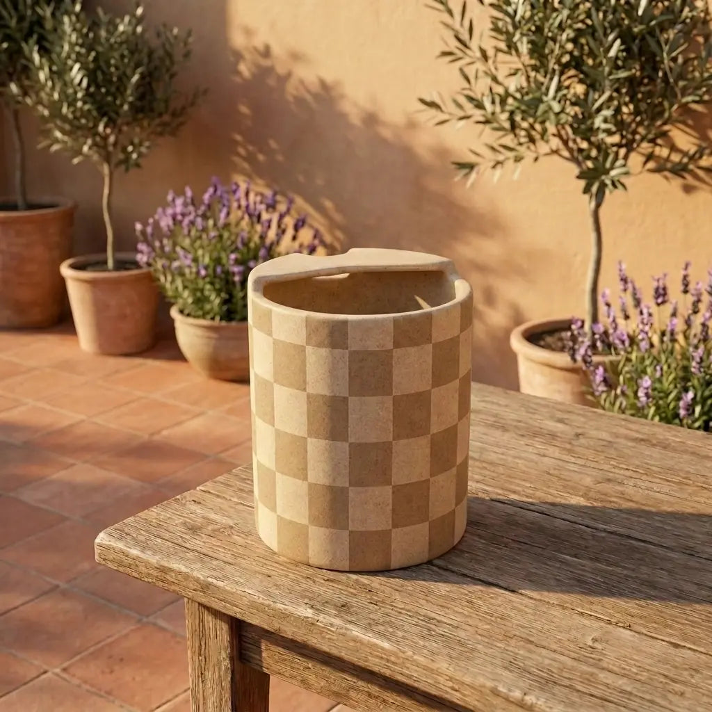 Minimalist Grid Ceramic Mug | Modern Checkered Coffee Cup Siporia