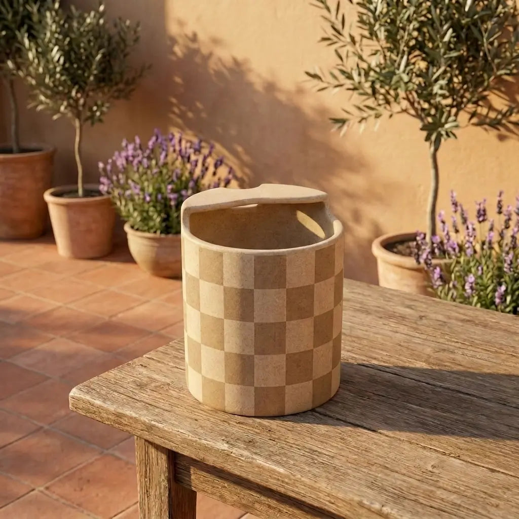 Minimalist Grid Ceramic Mug | Modern Checkered Coffee Cup Siporia