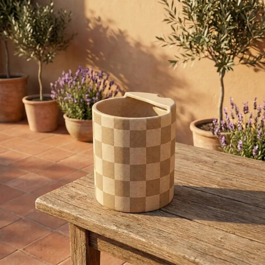 Minimalist Grid Ceramic Mug | Modern Checkered Coffee Cup Siporia