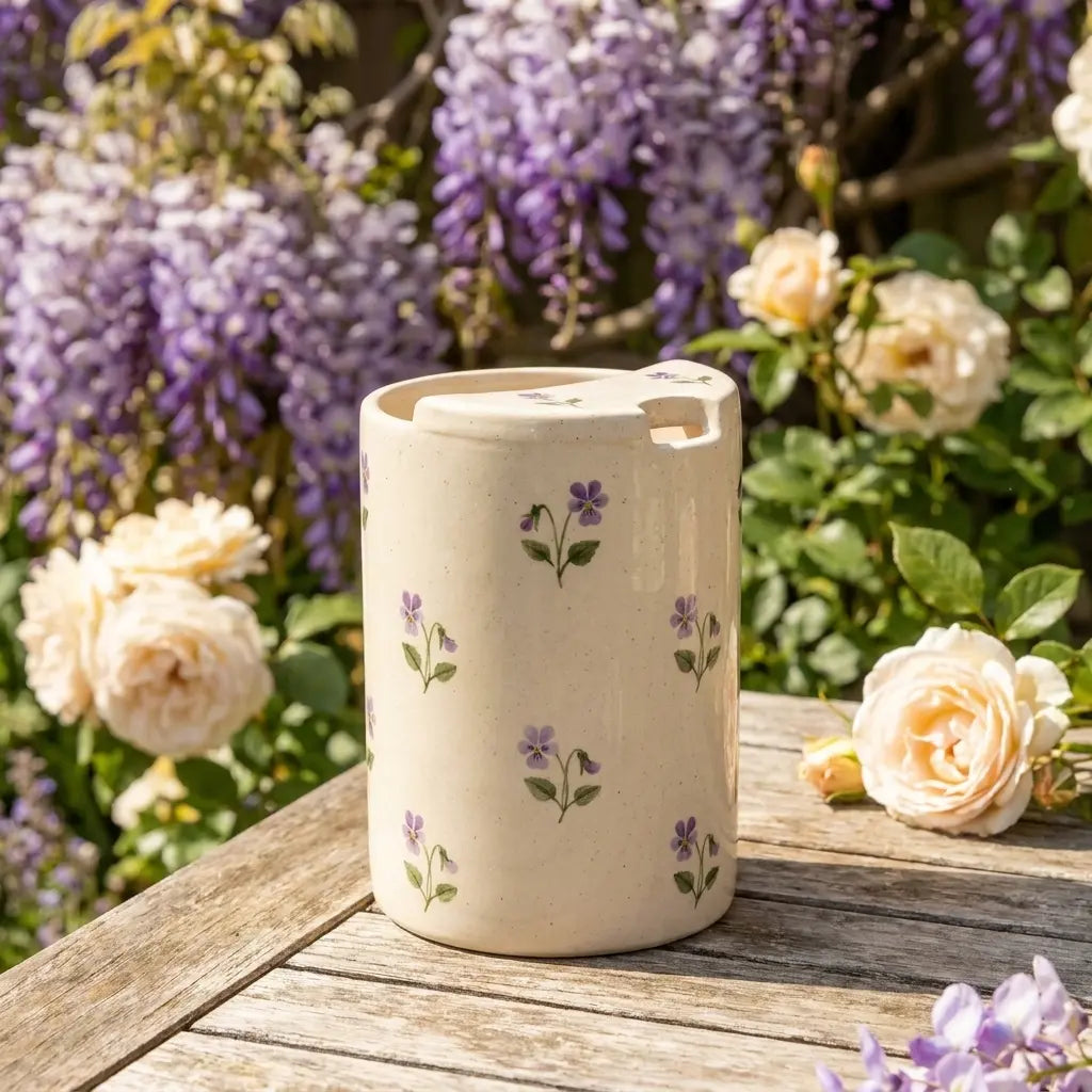 Handmade Lavender Ceramic Mug | Minimalist Floral Coffee Cup Siporia