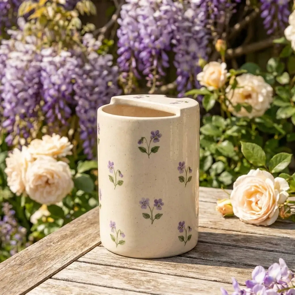 Handmade Lavender Ceramic Mug | Minimalist Floral Coffee Cup Siporia