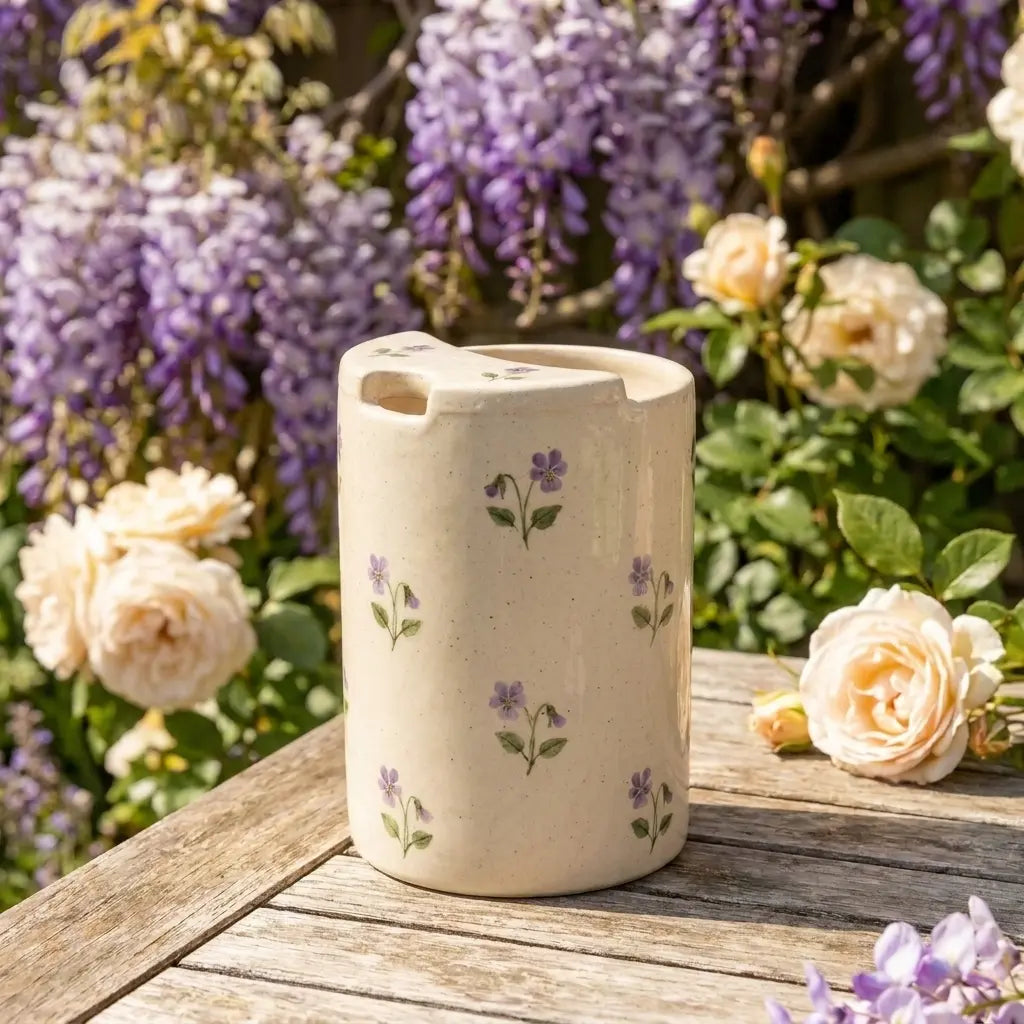 Handmade Lavender Ceramic Mug | Minimalist Floral Coffee Cup Siporia