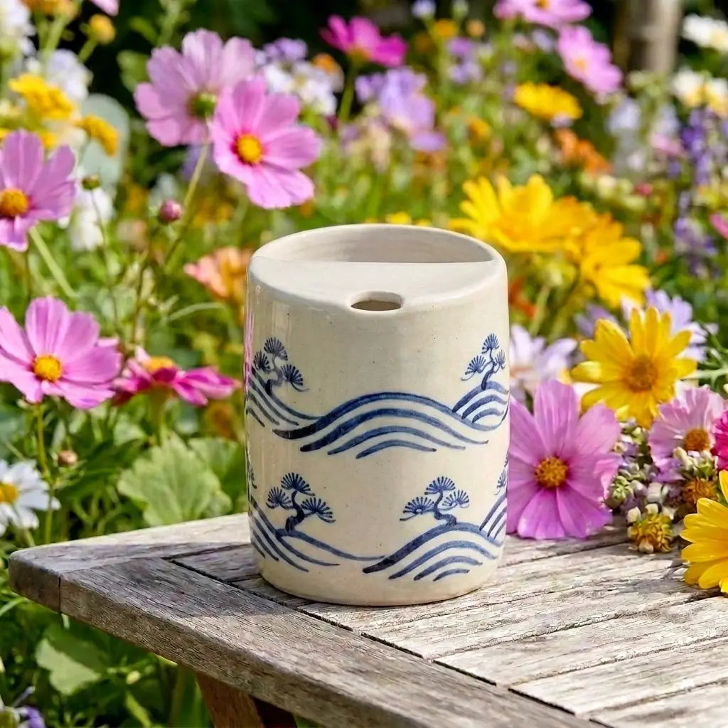 Ocean Waves Ceramic Mug Set | Handmade Japanese-Inspired Tea & Coffee Cups Siporia