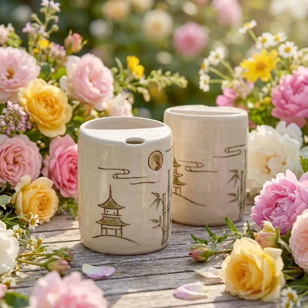 Zen Garden Ceramic Mug Set | Handmade Japanese-Inspired Tea & Coffee Cups Siporia