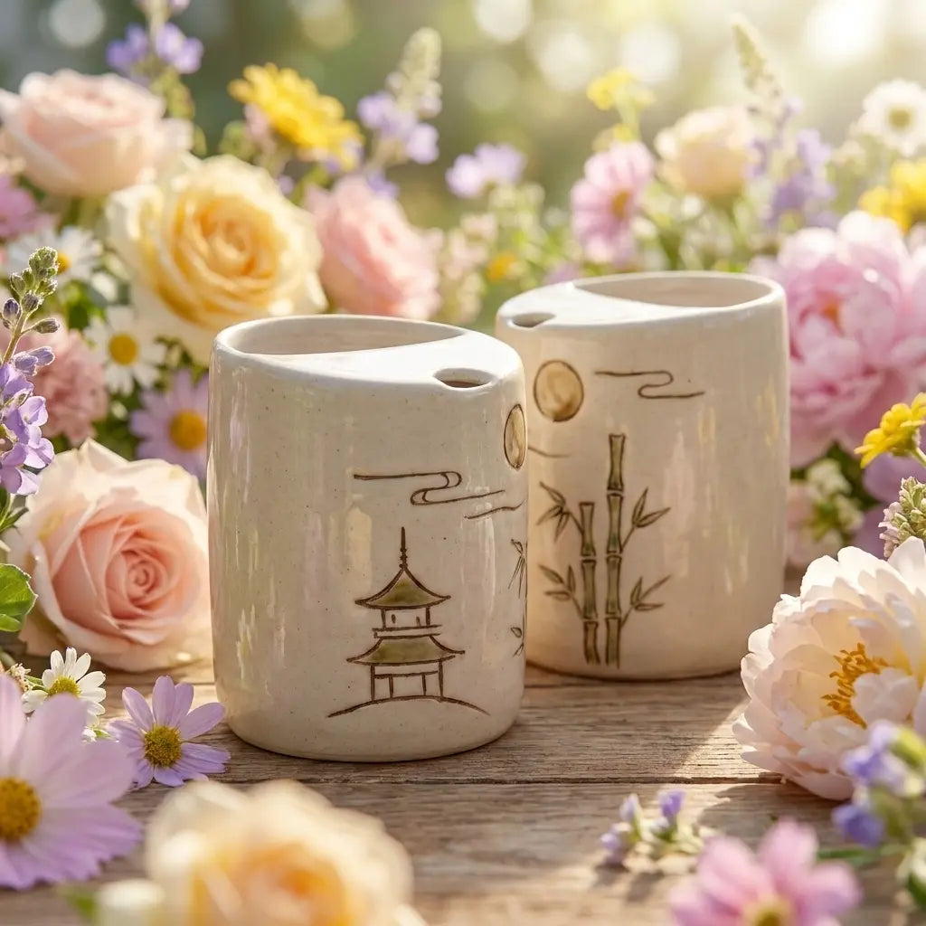 Zen Garden Ceramic Mug Set | Handmade Japanese-Inspired Tea & Coffee Cups Siporia