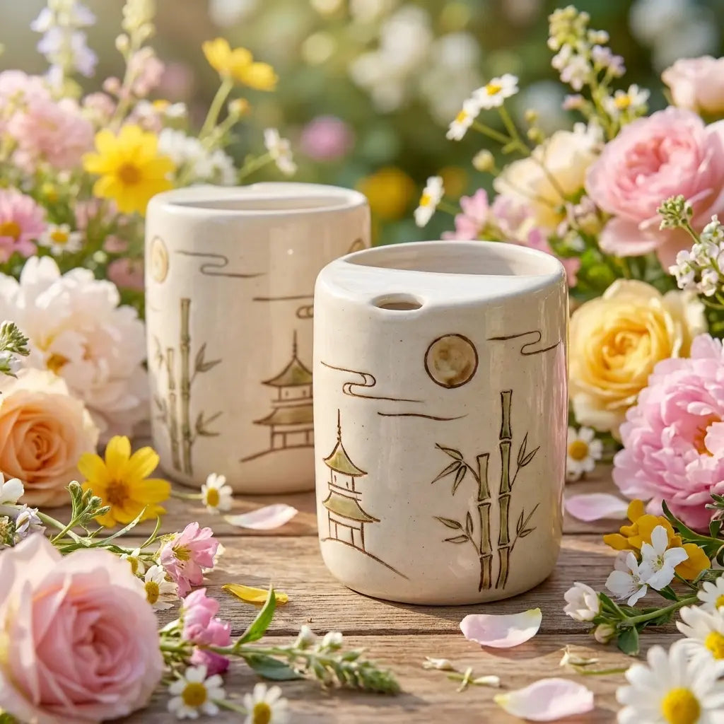 Zen Garden Ceramic Mug Set | Handmade Japanese-Inspired Tea & Coffee Cups Siporia