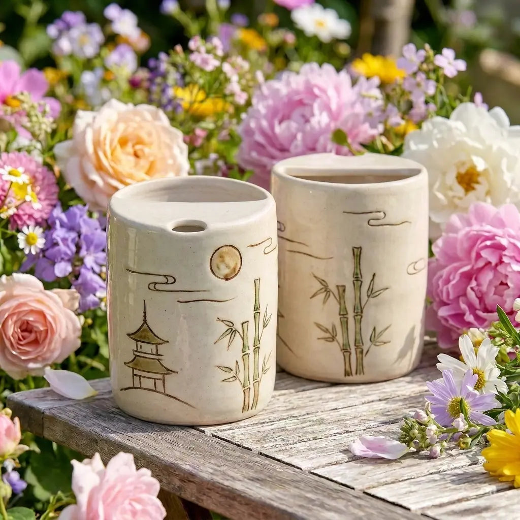 Zen Garden Ceramic Mug Set | Handmade Japanese-Inspired Tea & Coffee Cups Siporia