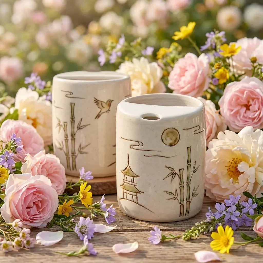 Zen Garden Ceramic Mug Set | Handmade Japanese-Inspired Tea & Coffee Cups Siporia