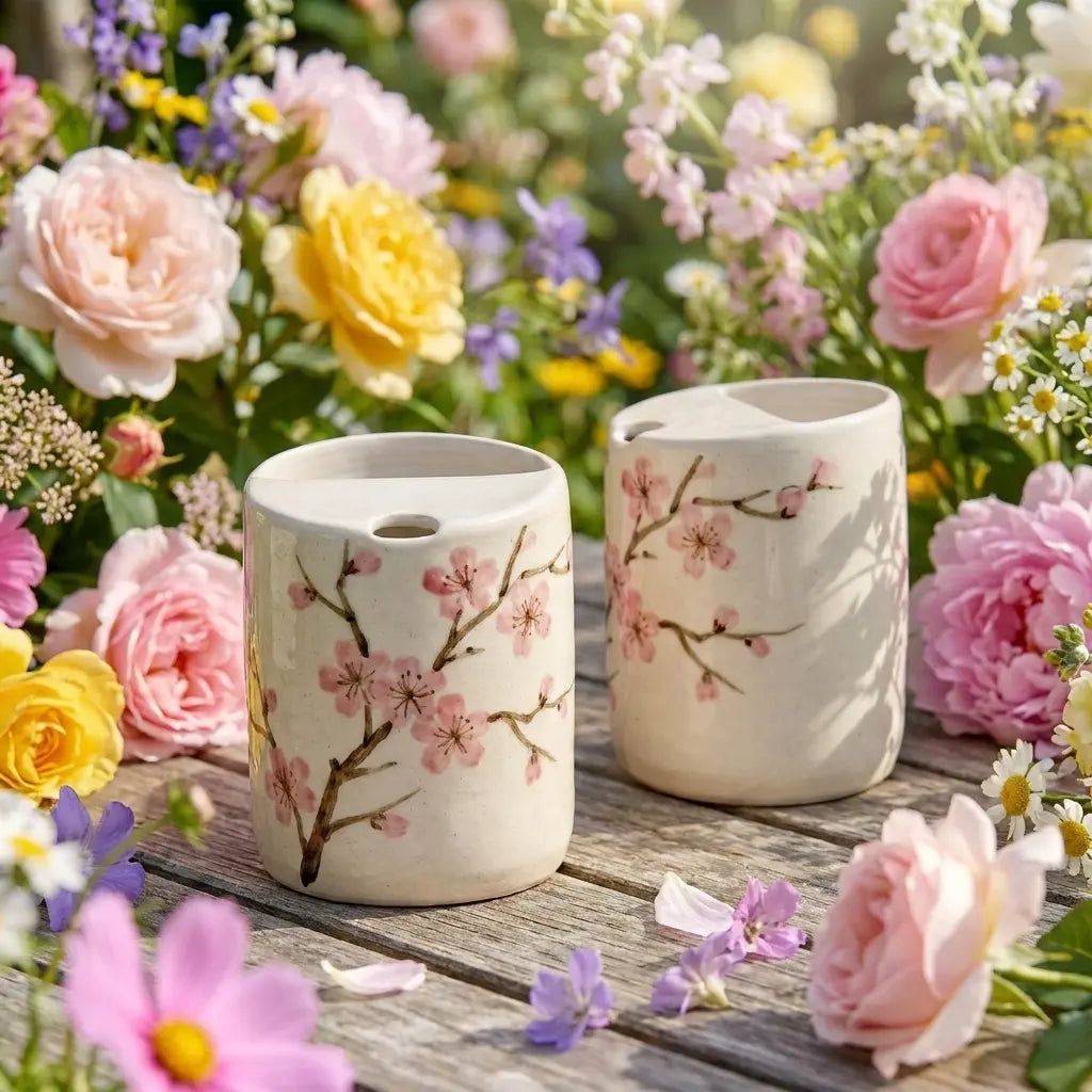 Cherry Blossom Ceramic Mug | Handmade Sakura Tea & Coffee Cup Siporia