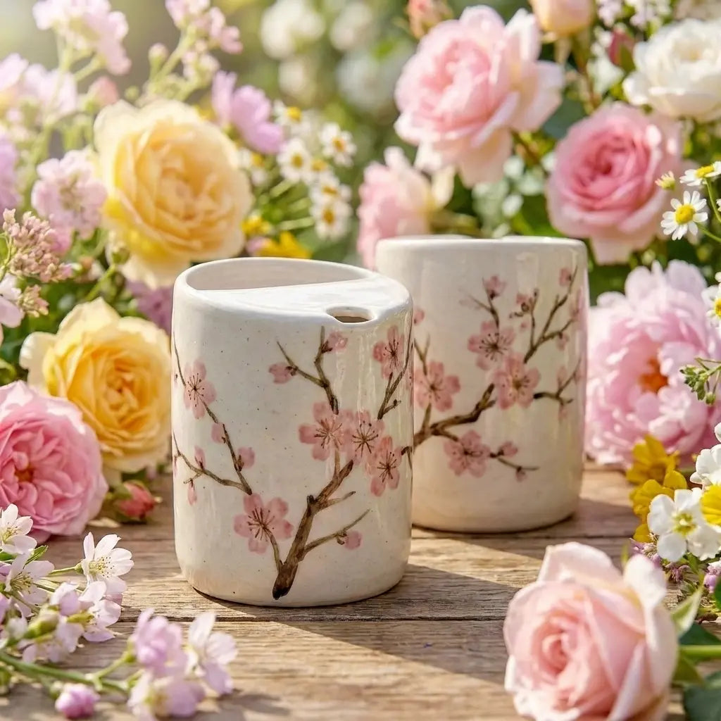 Cherry Blossom Ceramic Mug | Handmade Sakura Tea & Coffee Cup Siporia