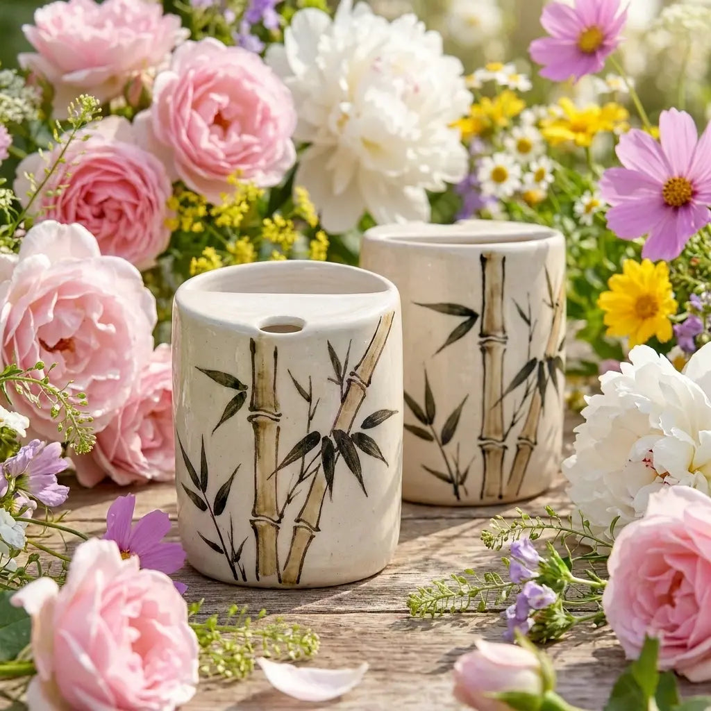 Bamboo Grove Ceramic Mug Set | Handmade Asian-Inspired Tea & Coffee Cups Siporia