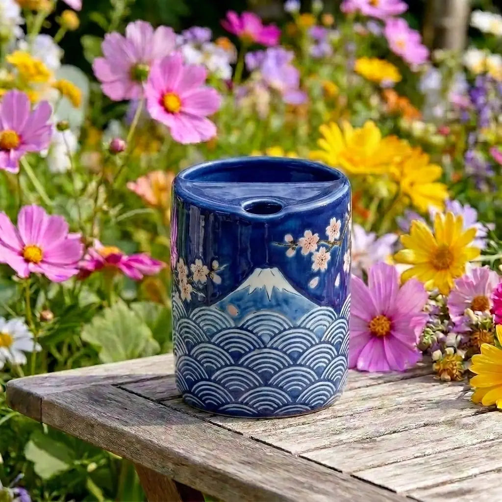 Mount Fuji Sakura Night Ceramic Mug Set | Handmade Japanese Tea & Coffee Cups Siporia