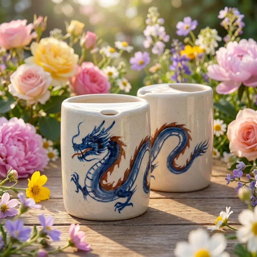 Japanese Dragon Ceramic Mug | Handmade Mythical Tea & Coffee Cup Siporia