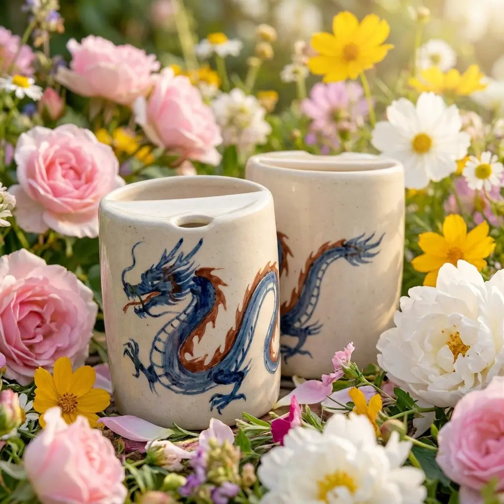 Japanese Dragon Ceramic Mug | Handmade Mythical Tea & Coffee Cup Siporia