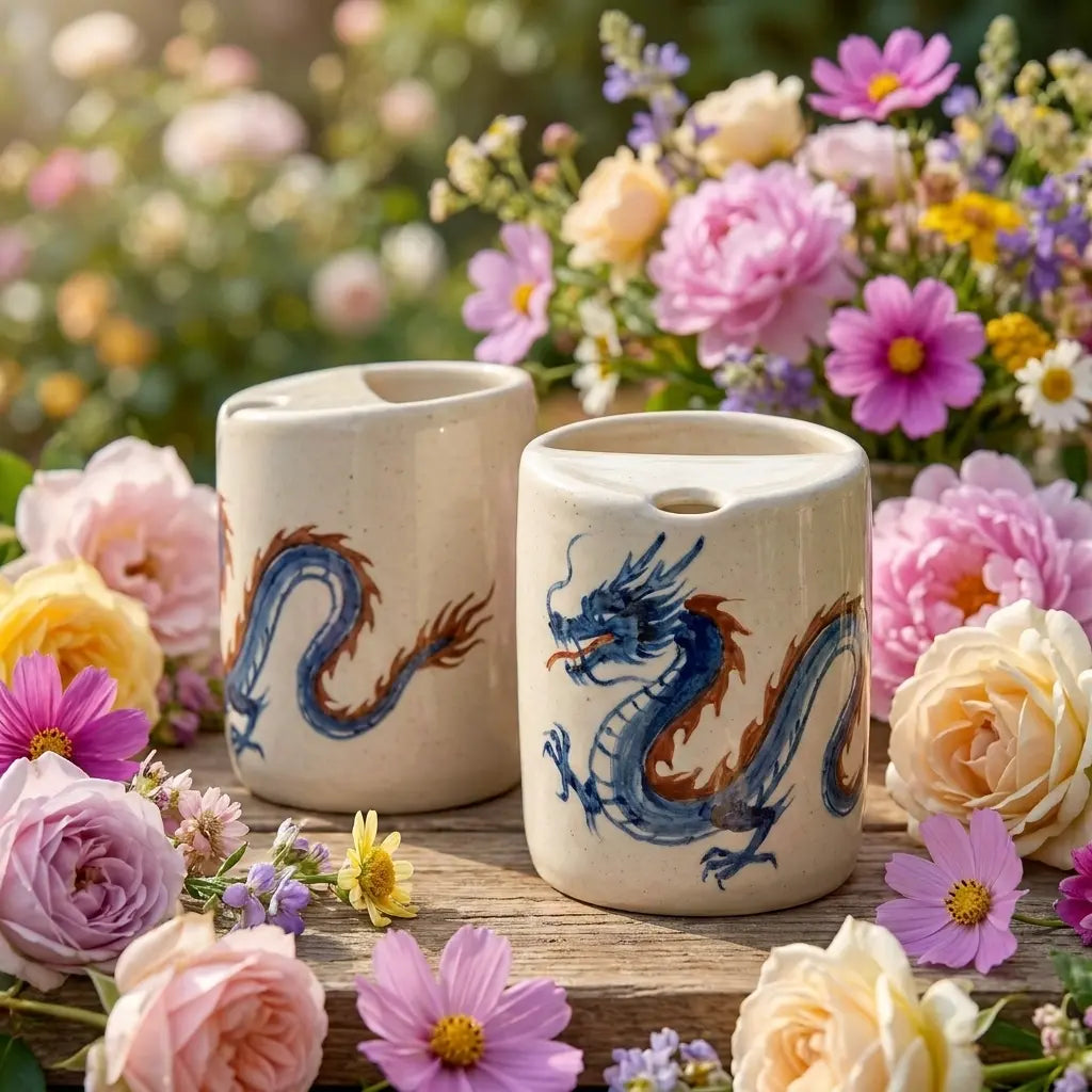 Japanese Dragon Ceramic Mug | Handmade Mythical Tea & Coffee Cup Siporia