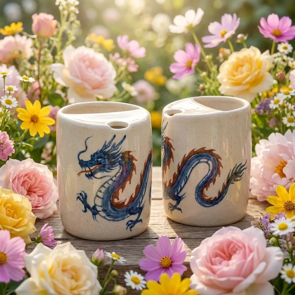 Japanese Dragon Ceramic Mug | Handmade Mythical Tea & Coffee Cup Siporia