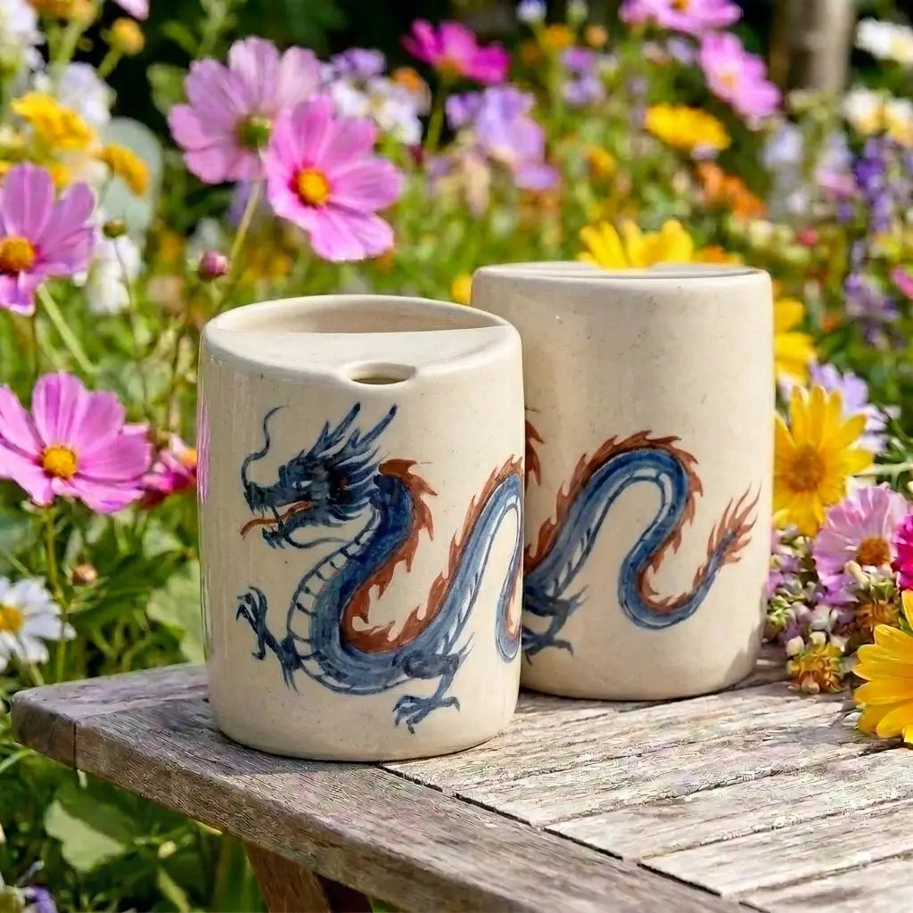 Japanese Dragon Ceramic Mug | Handmade Mythical Tea & Coffee Cup Siporia