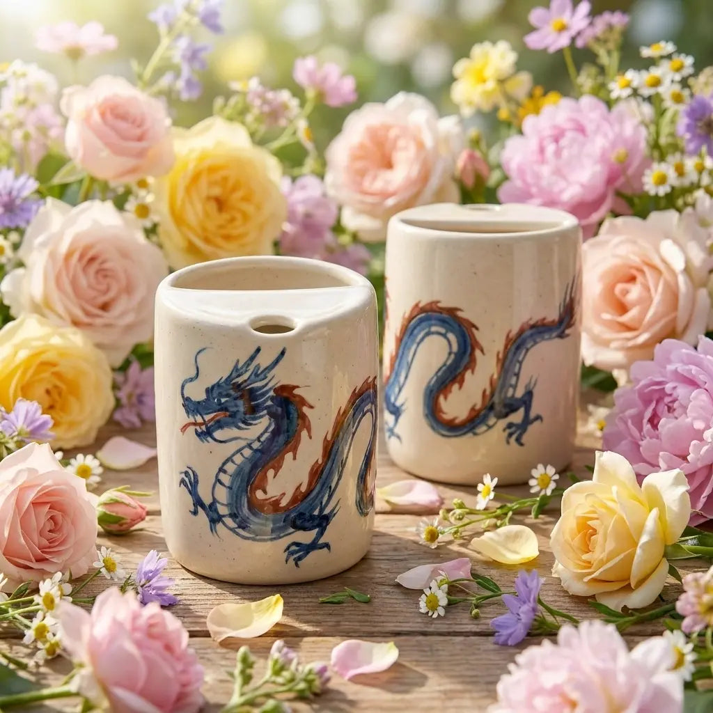 Japanese Dragon Ceramic Mug | Handmade Mythical Tea & Coffee Cup Siporia
