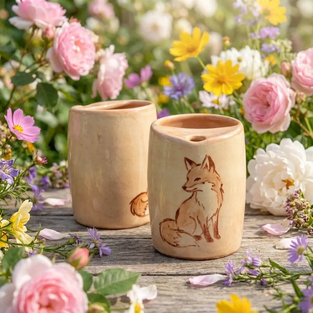 Woodland Fox Ceramic Mug | Handmade Forest Tea & Coffee Cup Siporia
