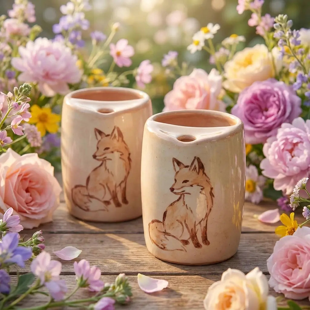 Woodland Fox Ceramic Mug | Handmade Forest Tea & Coffee Cup Siporia