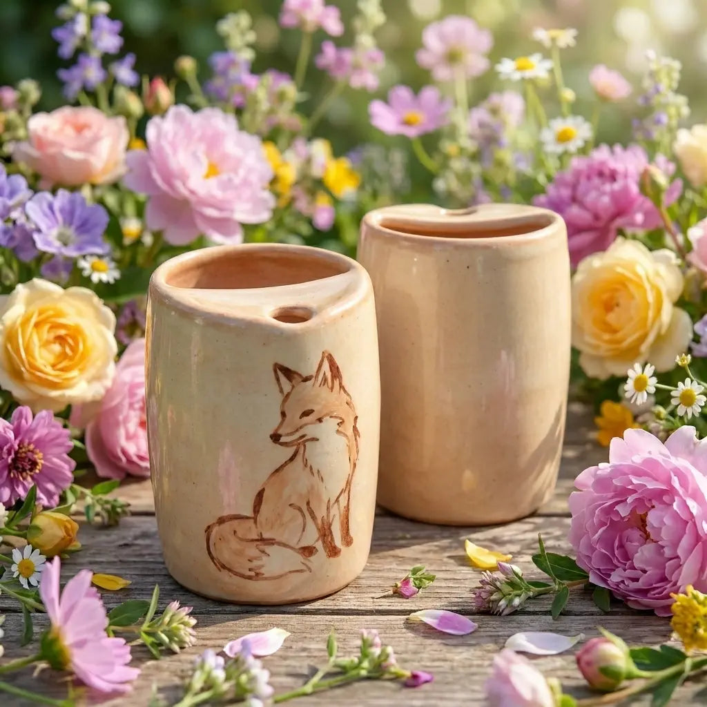 Woodland Fox Ceramic Mug | Handmade Forest Tea & Coffee Cup Siporia