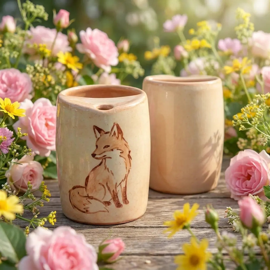 Woodland Fox Ceramic Mug | Handmade Forest Tea & Coffee Cup Siporia