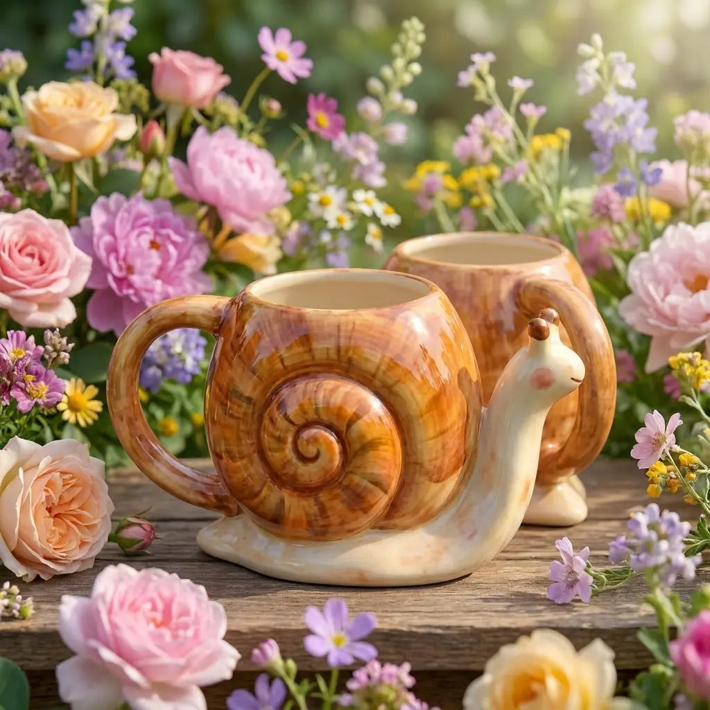 Snail Ceramic Mug | Handmade Whimsical Garden Coffee & Tea Cup Siporia