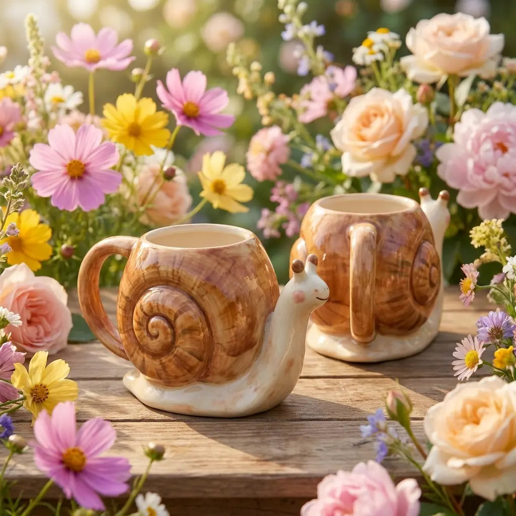 Snail Ceramic Mug | Handmade Whimsical Garden Coffee & Tea Cup Siporia